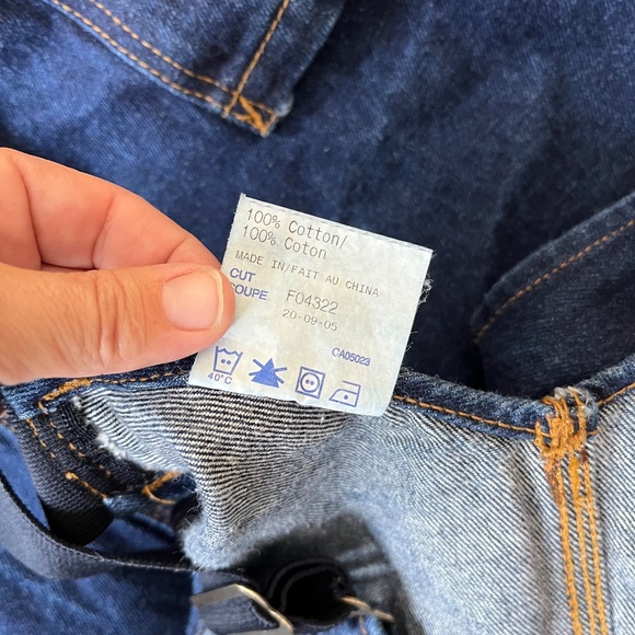 Vintage 100% Cotton Denim Jean Overall Cutoff Shorts sz 50 - Picture 7 of 9